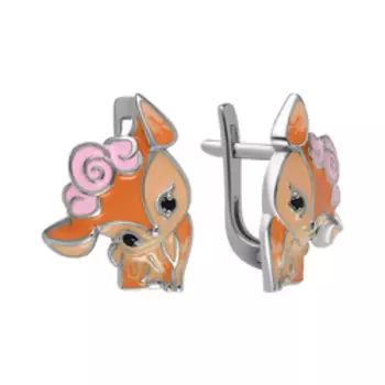 Серебряные серьги с эмалью и фианитами