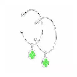 Серебряные серьги с эмалью "Клевер"