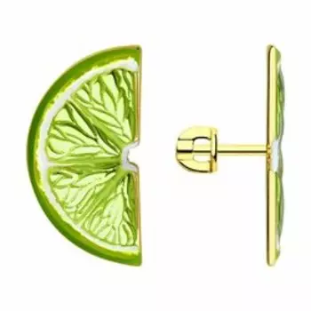 Серебряные серьги с эмалью "Лайм"