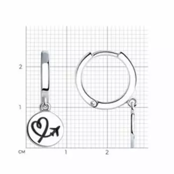 Серебряные серьги с эмалью "Самолет"
