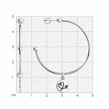 Серебряные серьги с эмалью "Самолет и сердце"