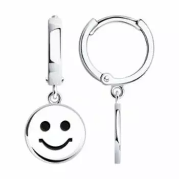 Серебряные серьги с эмалью "Смайлики"