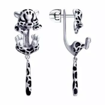 Серебряные серьги с эмалью "Тигрята"