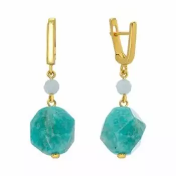 Серебряные серьги с амазонитами и аквамаринами
