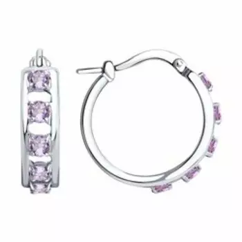 Серебряные серьги-конго с аметистами