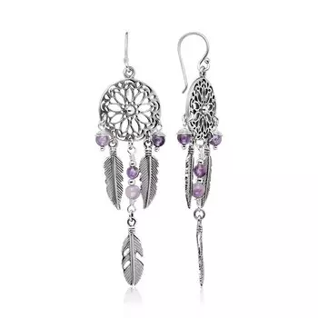 Серебряные серьги с аметистами