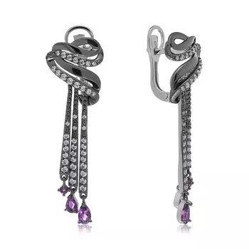 Серебряные серьги с аметистами
