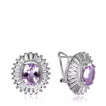 Серебряные серьги с аметистами