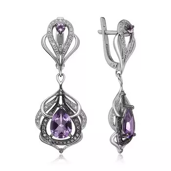 Серебряные серьги с аметистами
