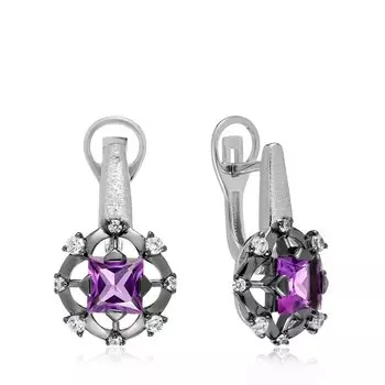 Серебряные серьги с аметистами