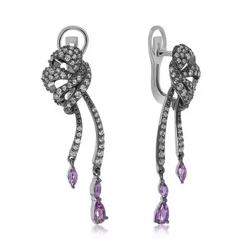 Серебряные серьги с аметистами