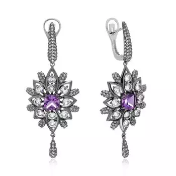 Серебряные серьги с аметистами