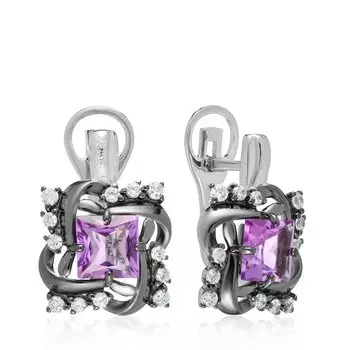 Серебряные серьги с аметистами