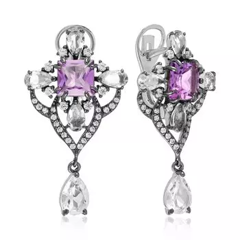 Серебряные серьги с аметистами
