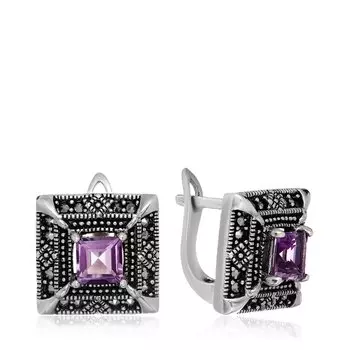 Серебряные серьги с аметистами