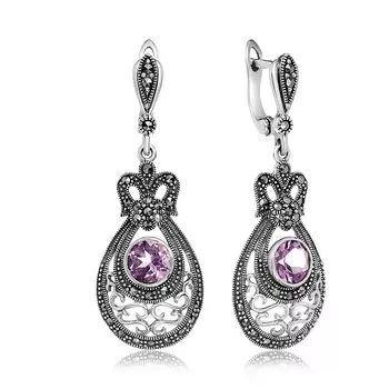 Серебряные серьги с аметистами