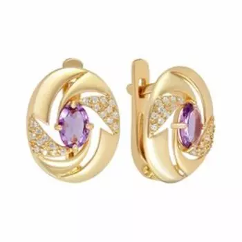 Серебряные серьги с аметистами и кубическим цирконием