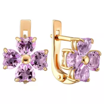 Серебряные серьги с аметистами "Цветочки"