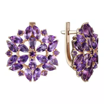 Серебряные серьги с аметистами "Цветы"