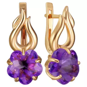 Серебряные серьги с аметистами "Цветы"