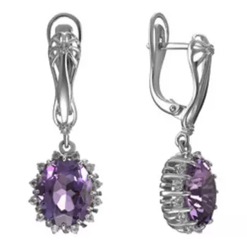 Серебряные серьги с аметистами и белыми топазами