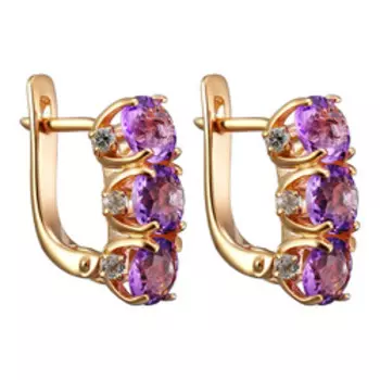 Серебряные серьги с аметистами и белыми топазами