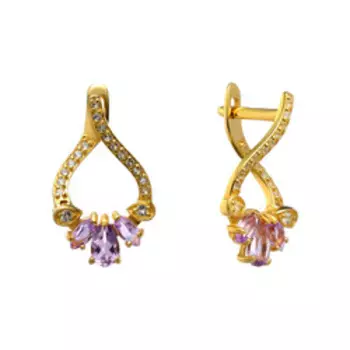 Серебряные серьги с аметистами и бесцветными топазами