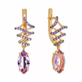 Серебряные серьги с аметистами и фианитами