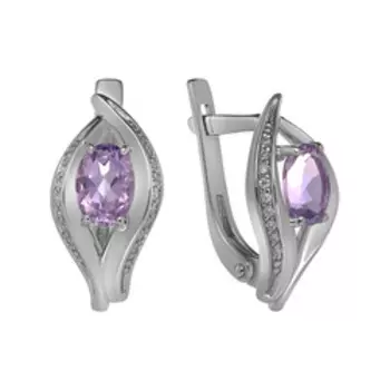 Серебряные серьги с аметистами и фианитами