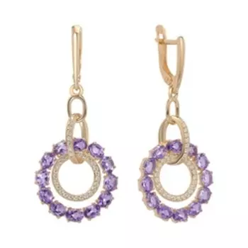 Серебряные серьги с аметистами и фианитами