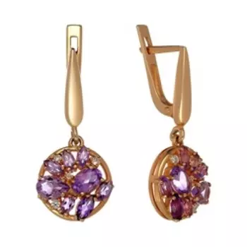 Серебряные серьги с аметистами и фианитами