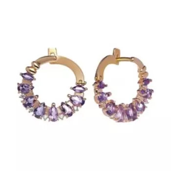 Серебряные серьги с аметистами и фианитами