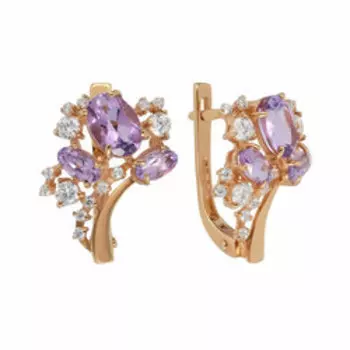 Серебряные серьги с аметистами и фианитами