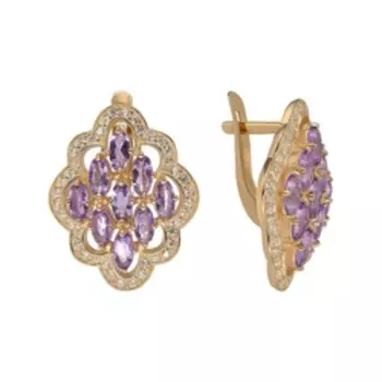 Серебряные серьги с аметистами и фианитами