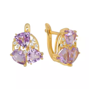 Серебряные серьги с аметистами и фианитами