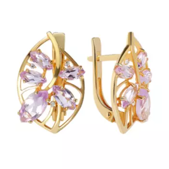 Серебряные серьги с аметистами и фианитами