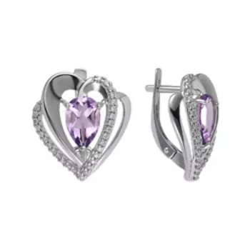 Серебряные серьги с аметистами и фианитами