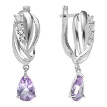 Серебряные серьги с аметистами и фианитами
