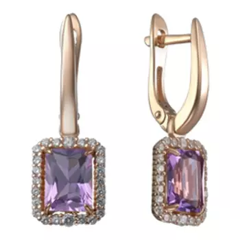 Серебряные серьги с аметистами и фианитами