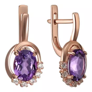 Серебряные серьги с аметистами и фианитами