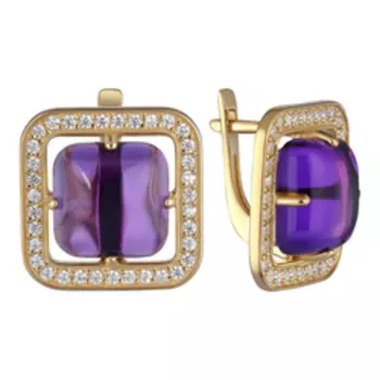 Серебряные серьги с аметистами и фианитами