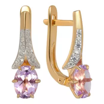 Серебряные серьги с аметистами и фианитами