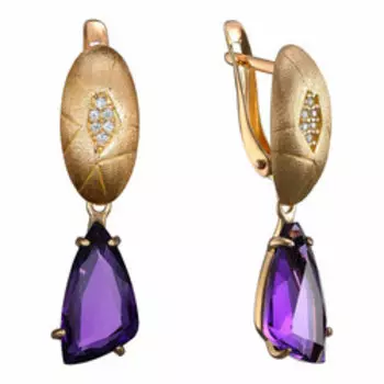 Серебряные серьги с аметистами и фианитами