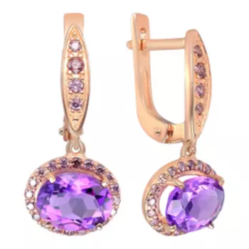 Серебряные серьги с аметистами и фианитами