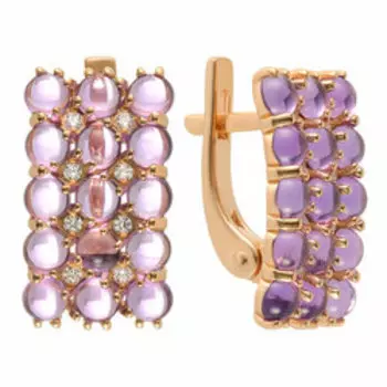 Серебряные серьги с аметистами и фианитами