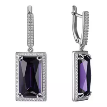 Серебряные серьги с аметистами и фианитами