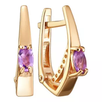 Серебряные серьги с аметистами и фианитами