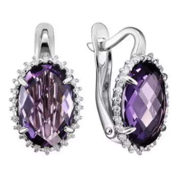 Серебряные серьги с аметистами и фианитами