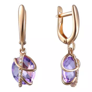 Серебряные серьги с аметистами и фианитами