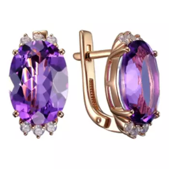 Серебряные серьги с аметистами и фианитами